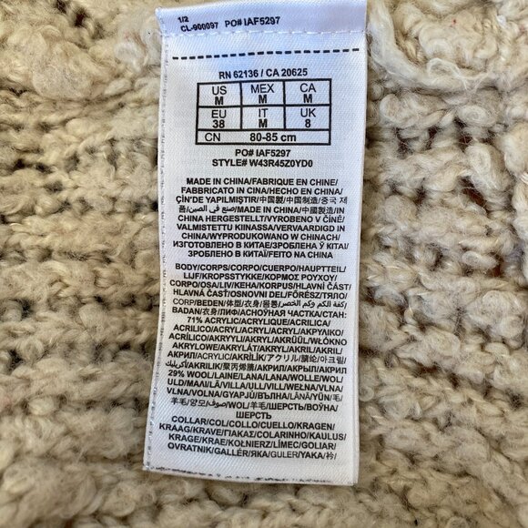 Guess Wool Chunky Cardigan Sz M Capsule Fisherman Coastal Boho Y2K Cottage Cozy - Picture 13 of 15